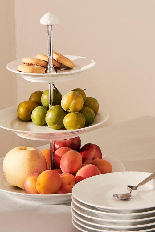 Royal Copenhagen Hvid Riflet etagere i tre lag